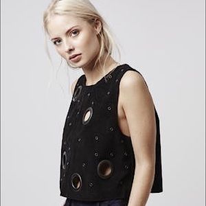 Topshop Suede Eyelet Top